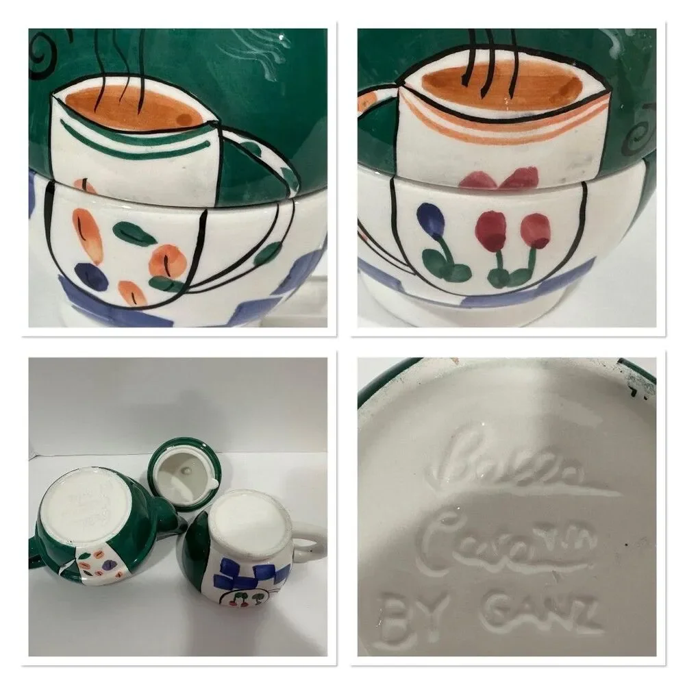 2 Personal Teapots for One - Bella Casa 3 pc by Ganz & Oneida China 2 pc Floral